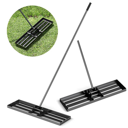 Rastrillo nivelador de césped de 36 x 10 pulgadas con mango ergonómico - Negro