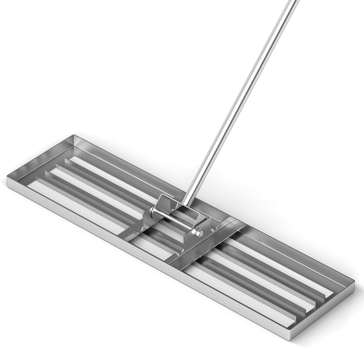 Rastrillo nivelador de césped de 36 x 10 pulgadas con mango ergonómico - Negro