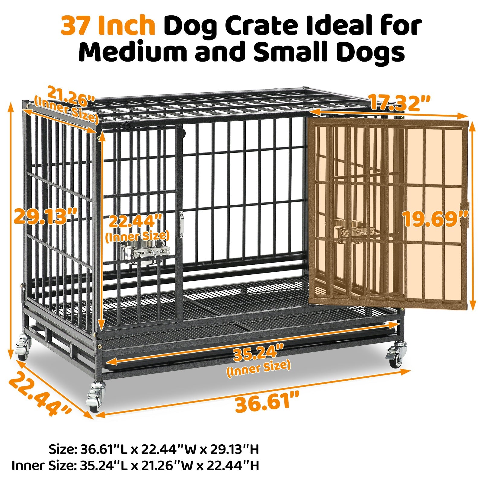 37" Stackable Heavy Duty Dog Crate 371D03 - Tampa Home & Garden Store