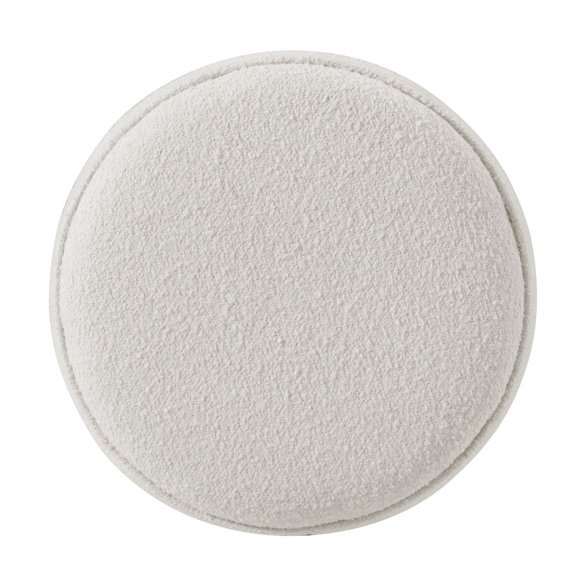 Backless bar stool cushion, round, off-white fabric with stitched edge on Tampa Home & Garden Store