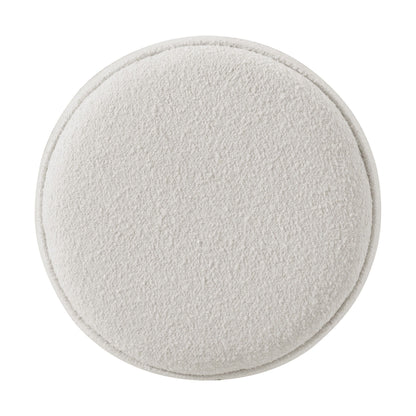 Backless bar stool cushion, round, off-white fabric with stitched edge on Tampa Home & Garden Store