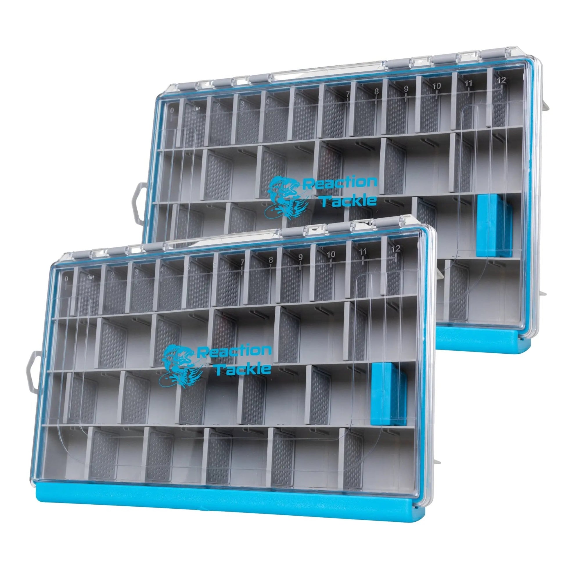 Tackle Tray Ultra Elite water resistant storage with clear lid and blue base by Reaction Tackle on Tampa Home & Garden Store