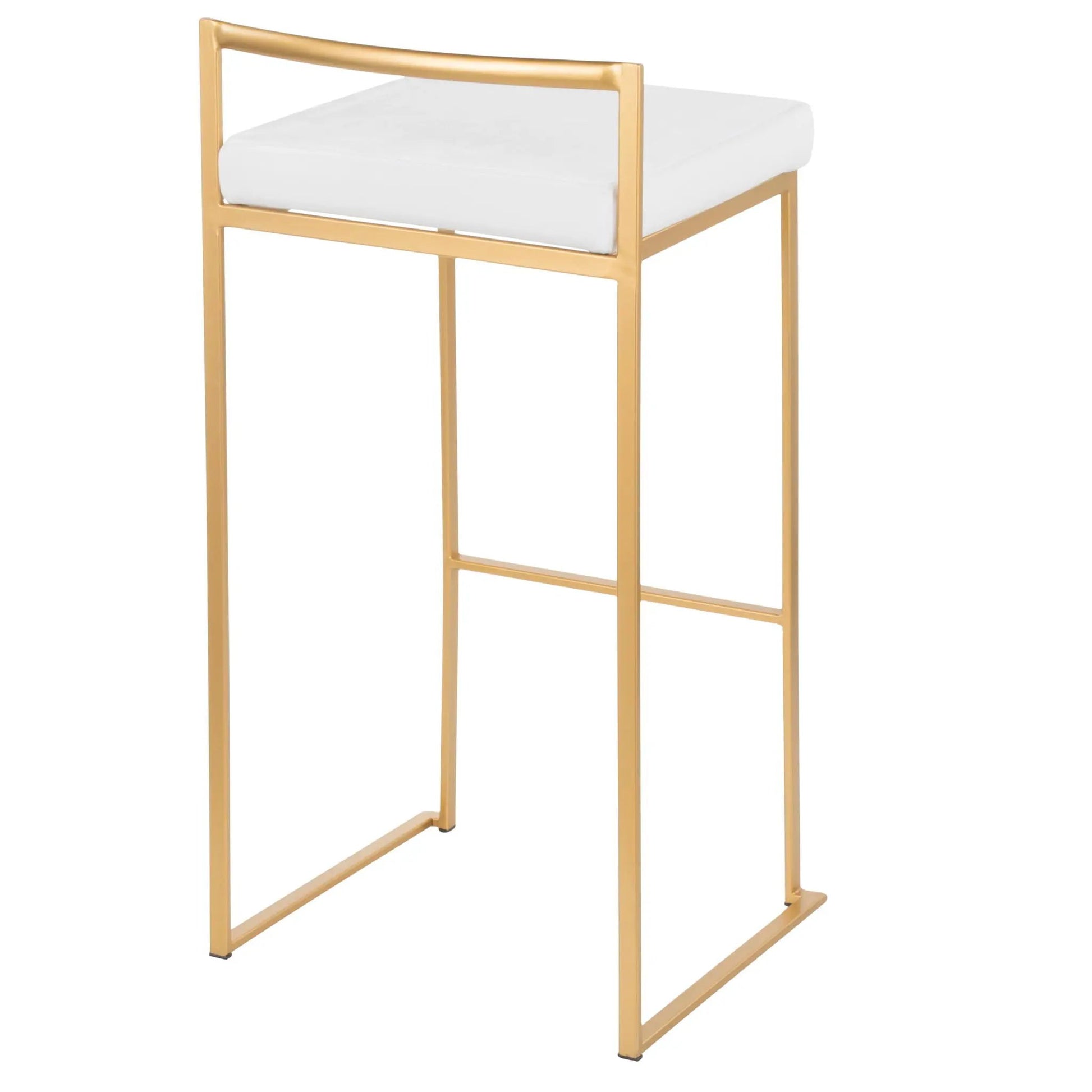 Fuji contemporary glam barstool with gold-tone metal frame and white cushion on Tampa Home & Garden Store