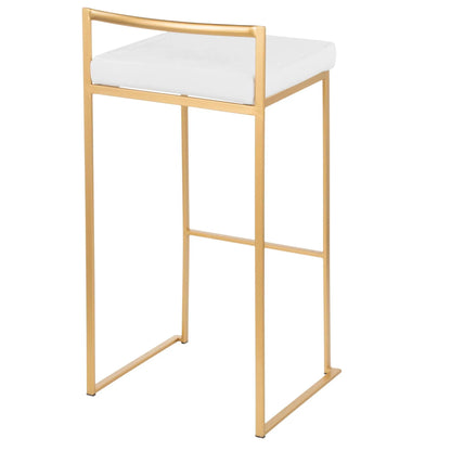 Fuji contemporary glam barstool with gold-tone metal frame and white cushion on Tampa Home & Garden Store