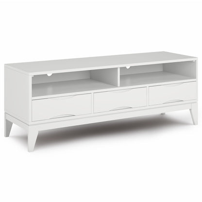 Handcrafted rubberwood TV stand with drawers in white finish HouseOfZazla on Tampa Home & Garden Store
