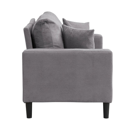 Modern upholstered stationary loveseat in grey corduroy fabric on Tampa Home & Garden Store