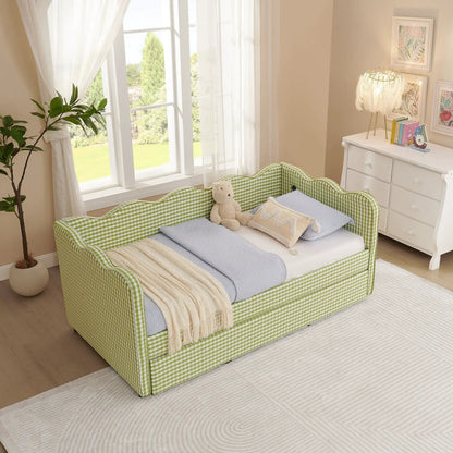 Gingham Daybed With USB Port and Wave Design