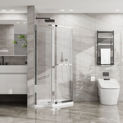 Frameless Neo Angle Shower Door and Acrylic Base