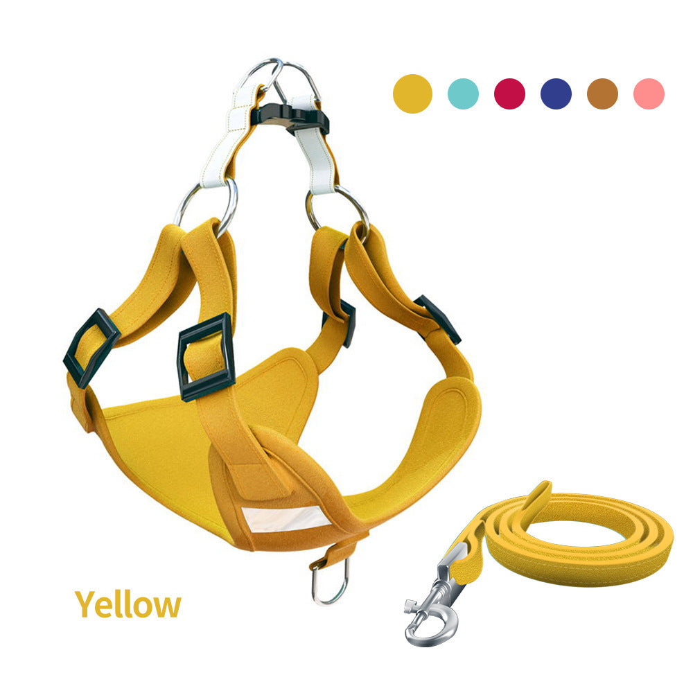 Dog harness and leash set yellow reflective vest by Pet Zen with adjustable straps on Tampa Home & Garden Store