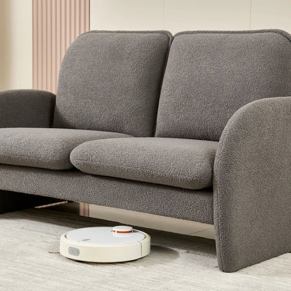 Sherpa loveseat in gray with plush cushions, compact sofa for small spaces on Tampa Home & Garden Store