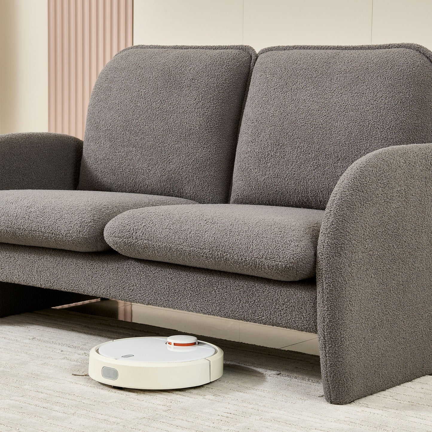 Gray sherpa loveseat sofa by HouseOfZazla, small two-seat apartment living room sofa on Tampa Home & Garden Store