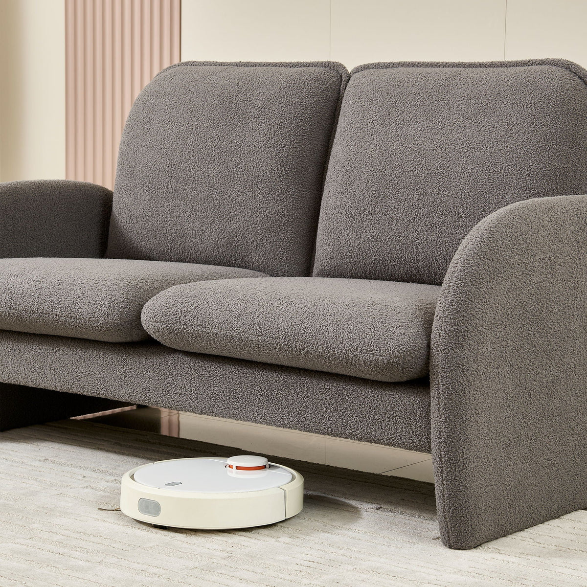 Gray sherpa loveseat sofa by HouseOfZazla, small two-seat apartment living room sofa on Tampa Home & Garden Store