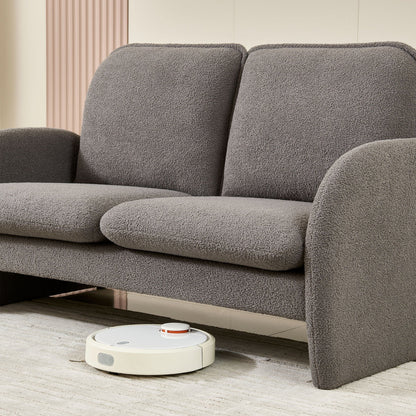 Gray sherpa loveseat sofa by HouseOfZazla, small two-seat apartment living room sofa on Tampa Home & Garden Store