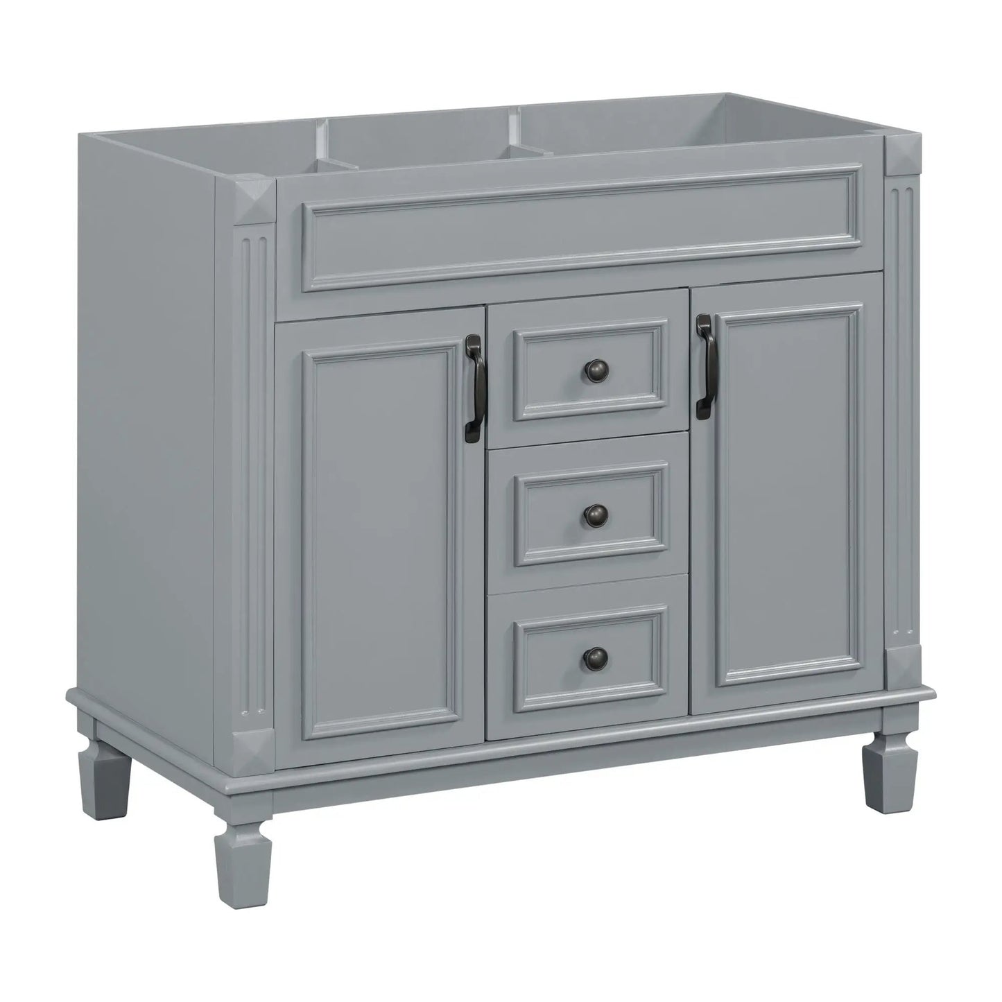 Bathroom vanity base gray with two soft closing doors and two drawers by Unique Piece Furniture on Tampa Home & Garden Store