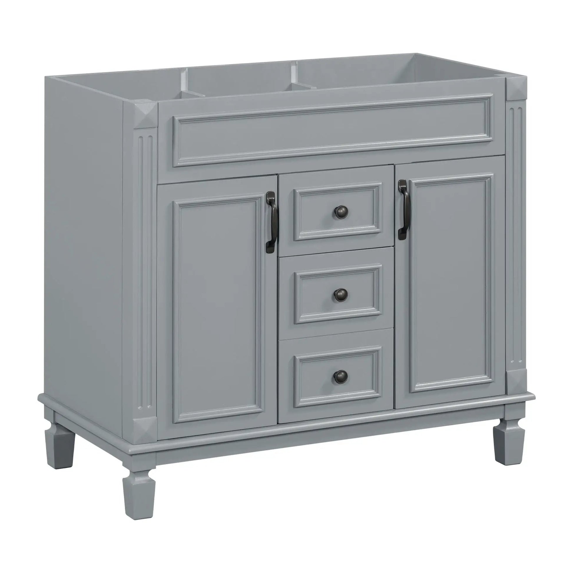 Bathroom vanity base gray with two soft closing doors and two drawers by Unique Piece Furniture on Tampa Home & Garden Store
