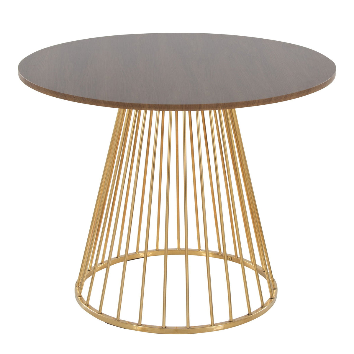 Canary Cosmo contemporary round dining table gray woodgrain top gold metal base HouseOfZazla on Tampa Home & Garden Store