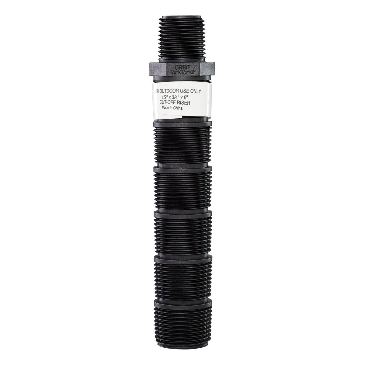 Orbit 1/2in x 3/4in x 6in cut-off riser for underground sprinkler systems, black plastic on Tampa Home & Garden Store