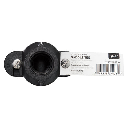 1 in x 1/2 in PVC saddle tee Orbit Irrigation black plastic irrigation fitting with screws on Tampa Home & Garden Store
