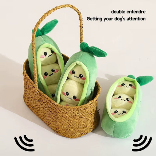 Plush pea pod squeaky dog toys – 4-piece green set with cute faces Sell My Stuff on Tampa Home & Garden Store