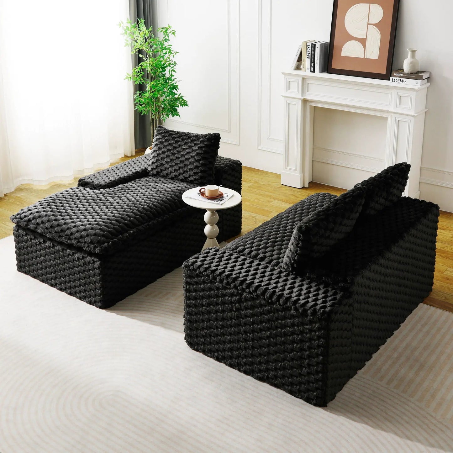 Modular Sofa, Convertible Twin Seat with Chaise