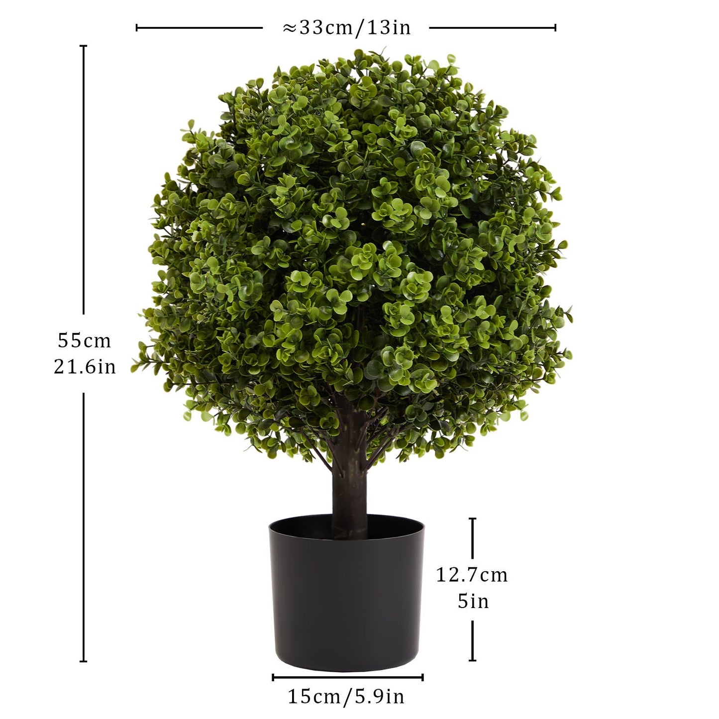 22in boxwood ball topiary in black pot, artificial greenery set of 2 HouseOfZazla on Tampa Home & Garden Store