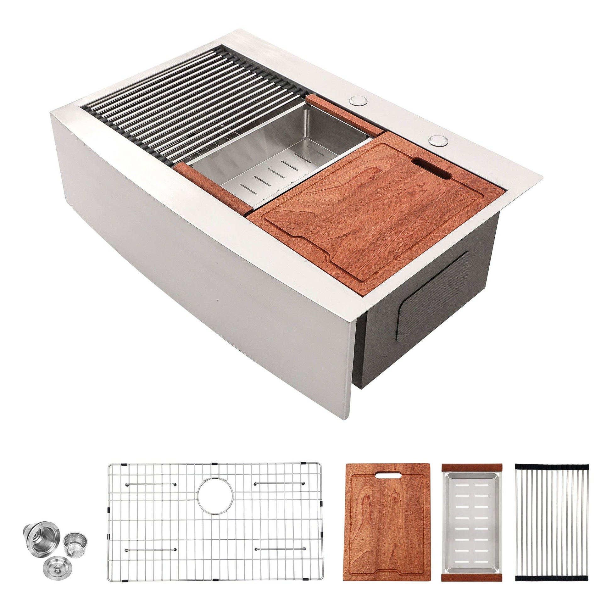 Modern farmhouse drop-in workstation sink by HouseOfZazla with apron front stainless steel basin on Tampa Home & Garden Store