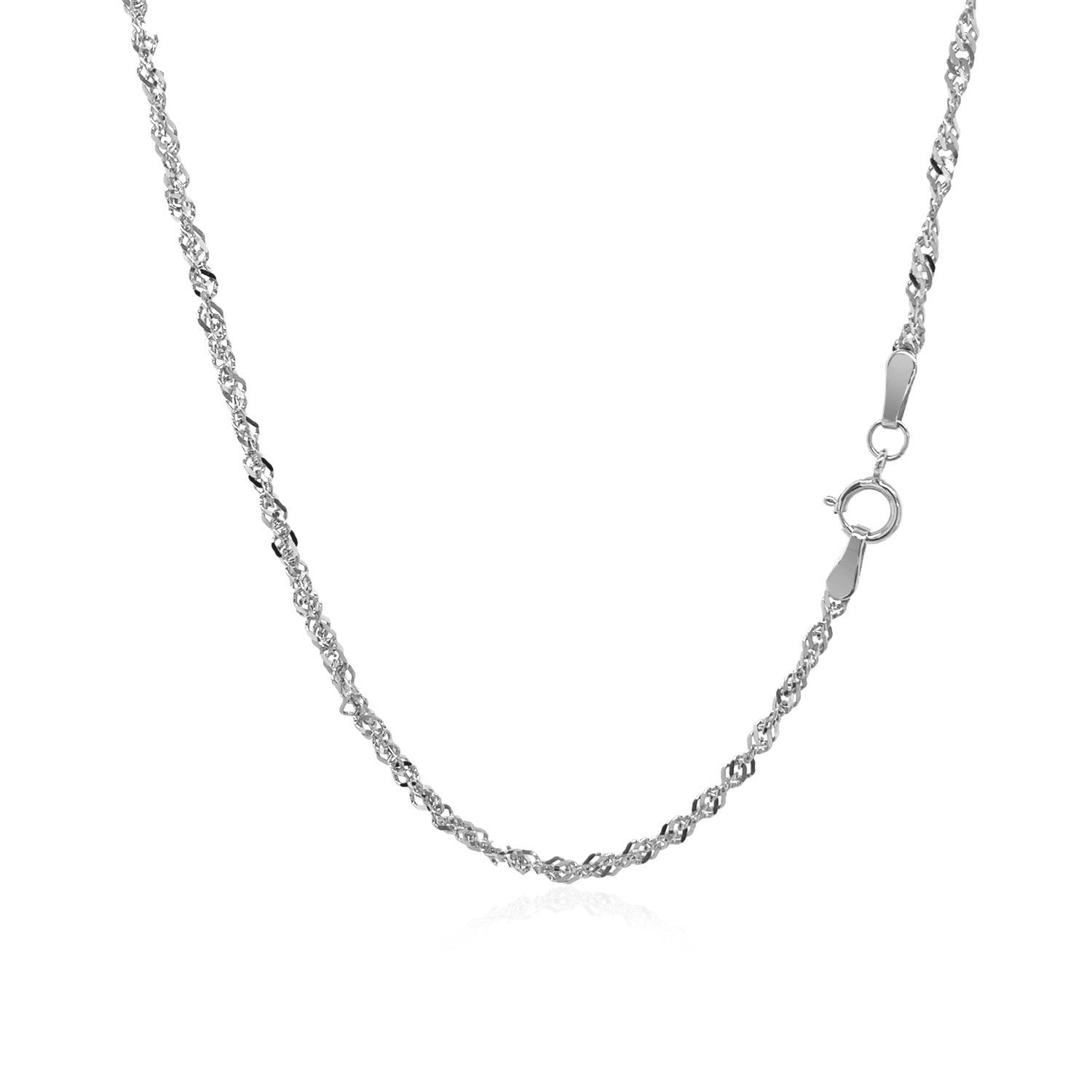 14k white gold Singapore chain necklace 1.7mm with spring ring clasp on Tampa Home & Garden Store