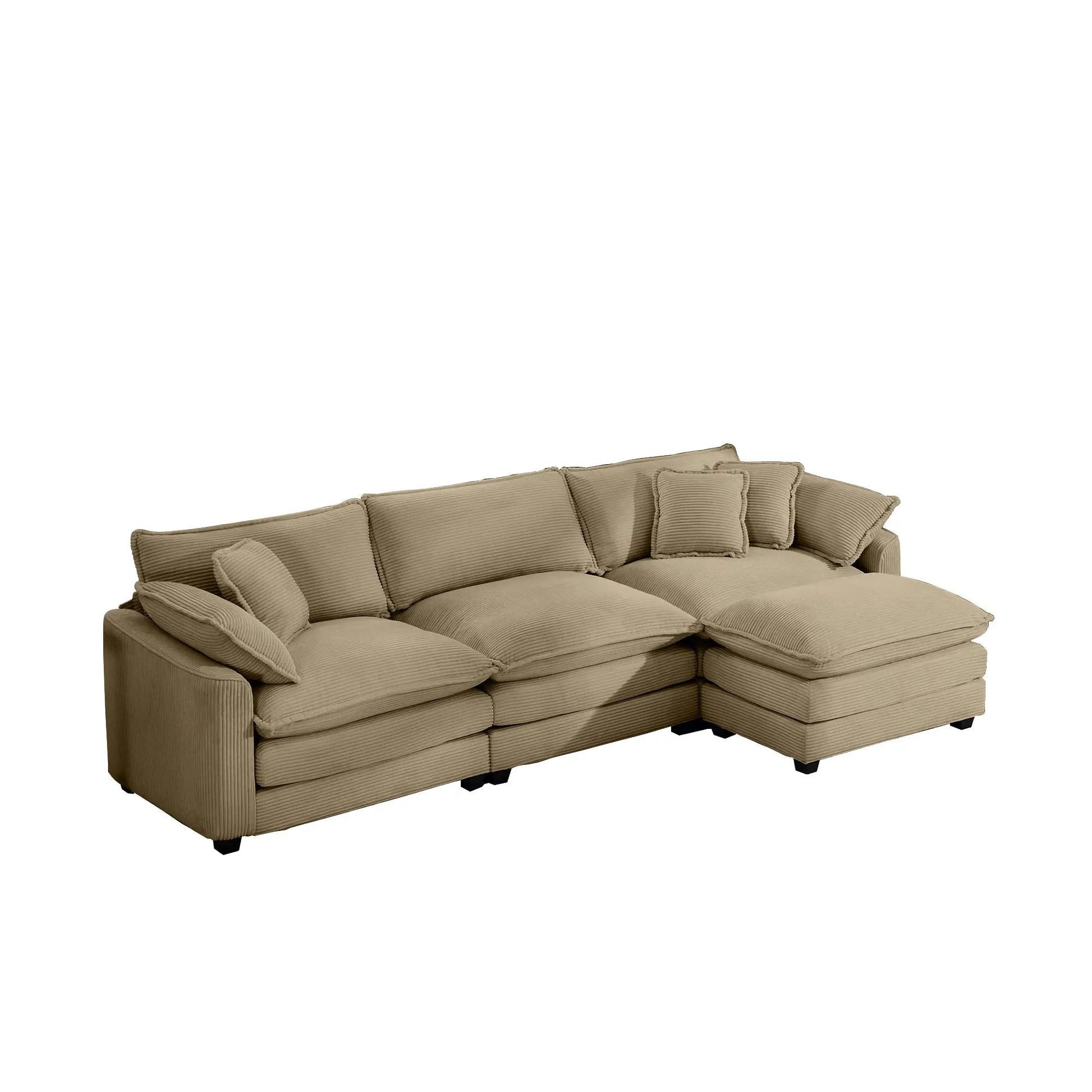 Beige 3-piece modular cushion sofa with ottoman, low back by Unique Piece Furniture on Tampa Home & Garden Store