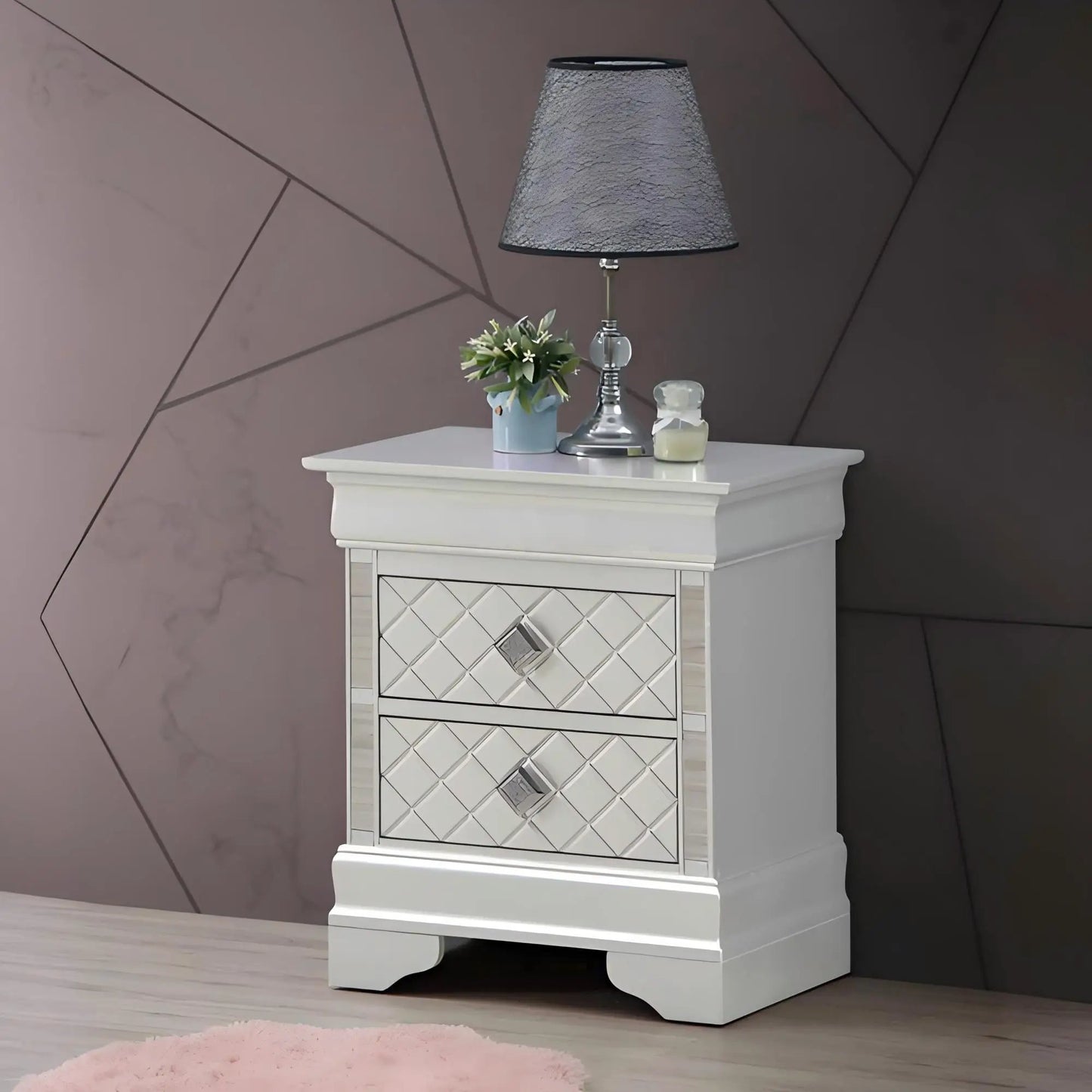Verona Nightstand with Crystal Drawer Pulls