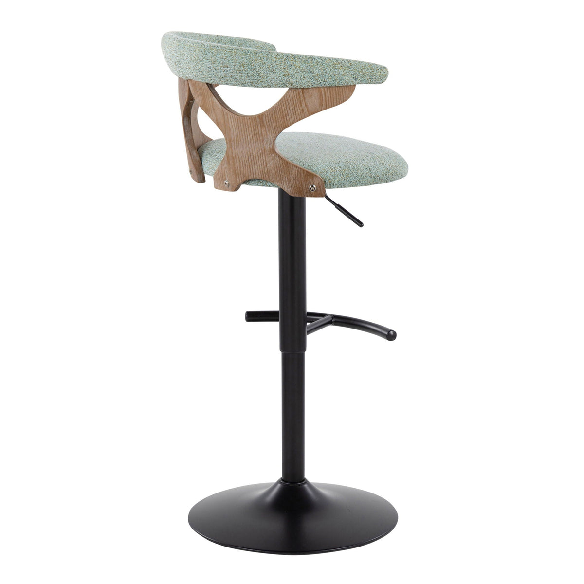 Contemporary adjustable barstool with swivel and blue textured upholstery on Tampa Home & Garden Store
