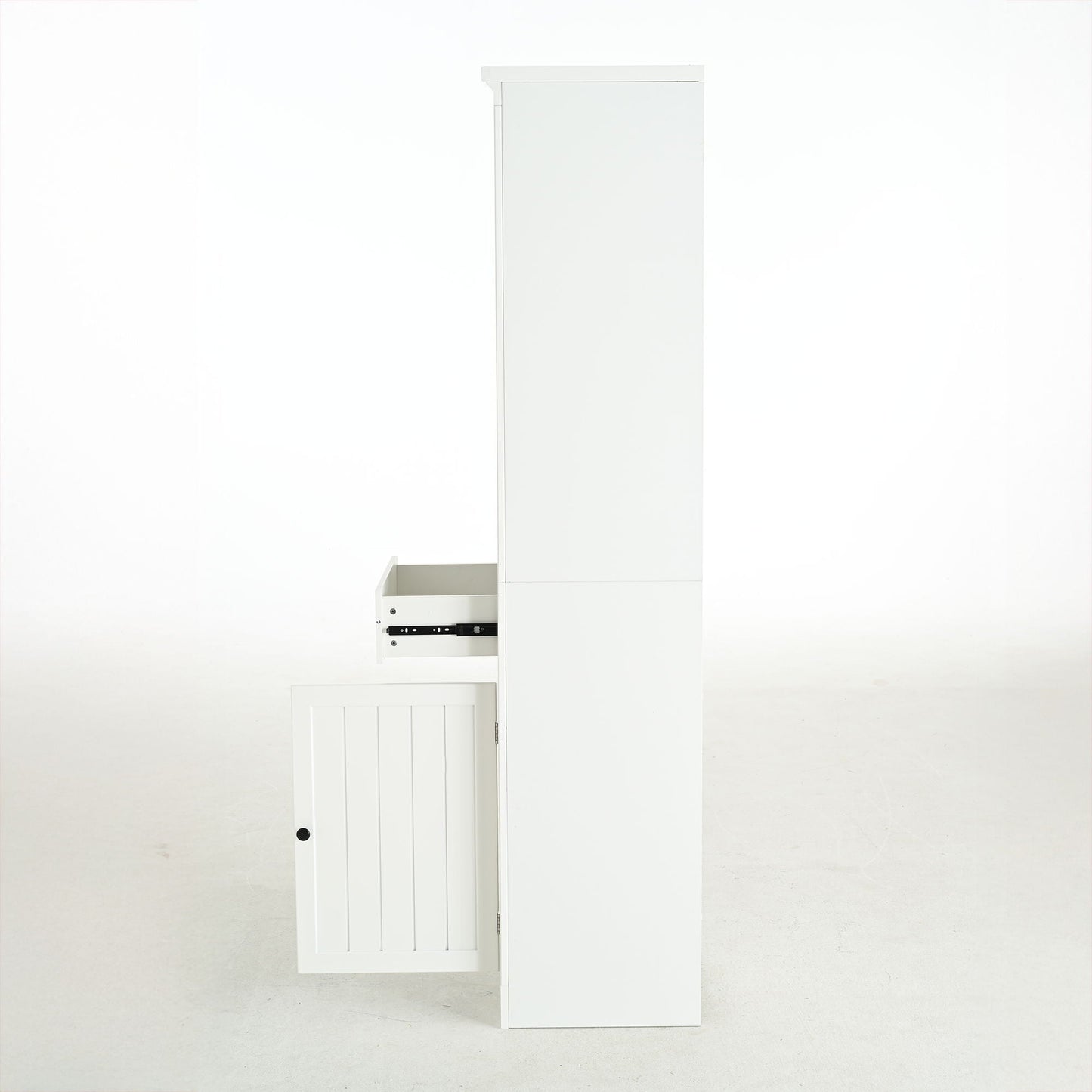 Retro White Tall Display Shelf and Cabinet