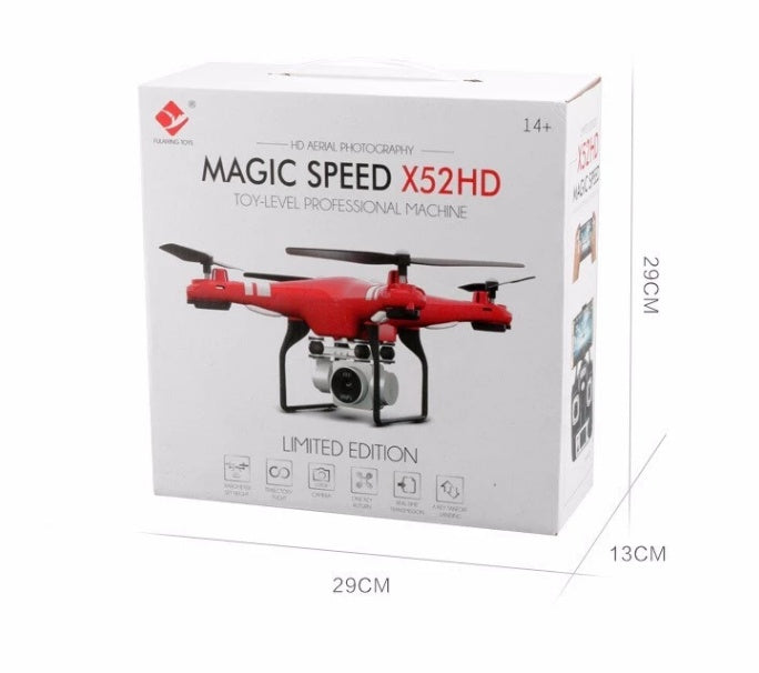 X52HD RC drone box showing red quadcopter with camera and limited edition packaging on Tampa Home & Garden Store