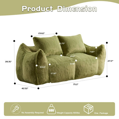 Giant Bean Bag Couch and Fluffy Loveseat