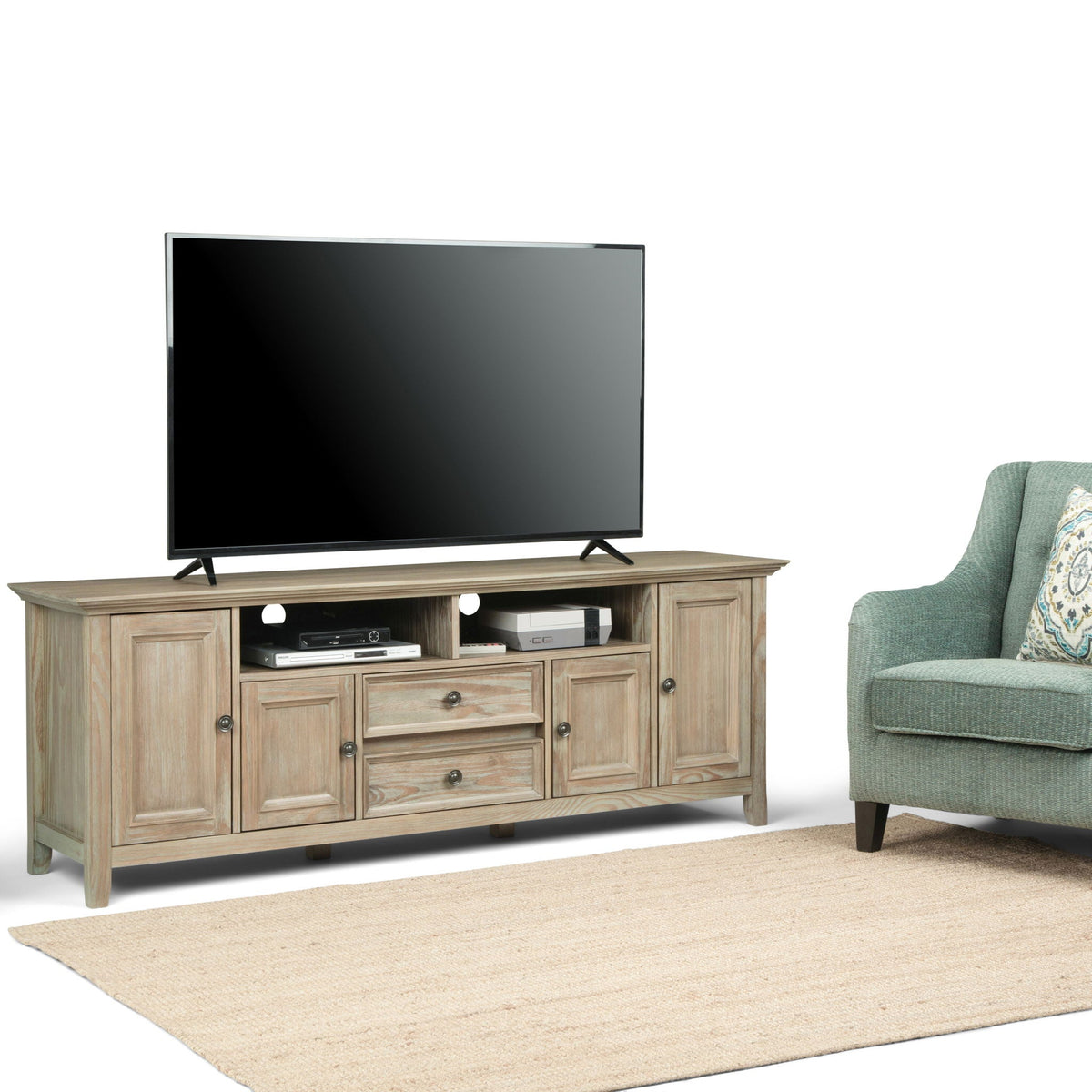 Wide TV Stand in solid natural wood by HouseOfZazla, entertainment center on Tampa Home & Garden Store