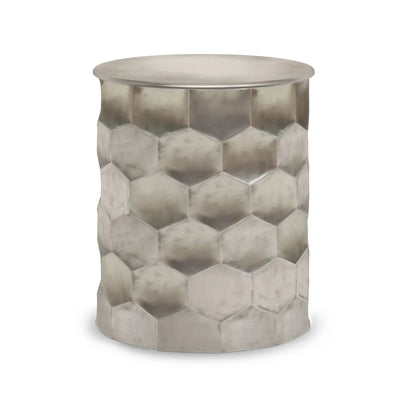 Whitney Handcrafted Metal Storage Table coffee table with silver top and faceted metal base on Tampa Home & Garden Store