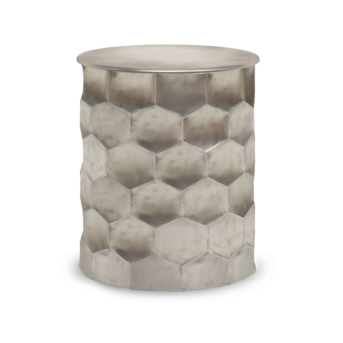 Handcrafted metal storage coffee table with removable top and faceted base on Tampa Home & Garden Store