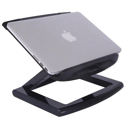 Portable notebook computer stand by FLIPSTYLEZLLC, black adjustable base holding a silver laptop on Tampa Home & Garden Store
