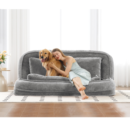 Double Human Dog Bed Loveseat by HouseOfZazla, extra large plush bean bag sofa with dog on Tampa Home & Garden Store