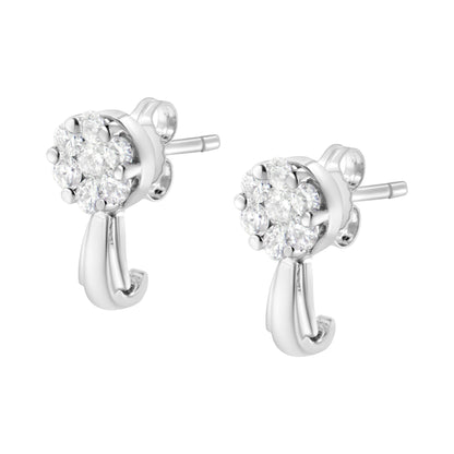 14K white gold diamond floral cluster stud earrings 3/4 cttw H-I color I1-I2 clarity on Tampa Home & Garden Store