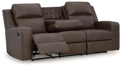 Lavenhorne Rec Sofa w/ Drop-Down Table in Granite Upholstery by Unique Piece Furniture on Tampa Home & Garden Store