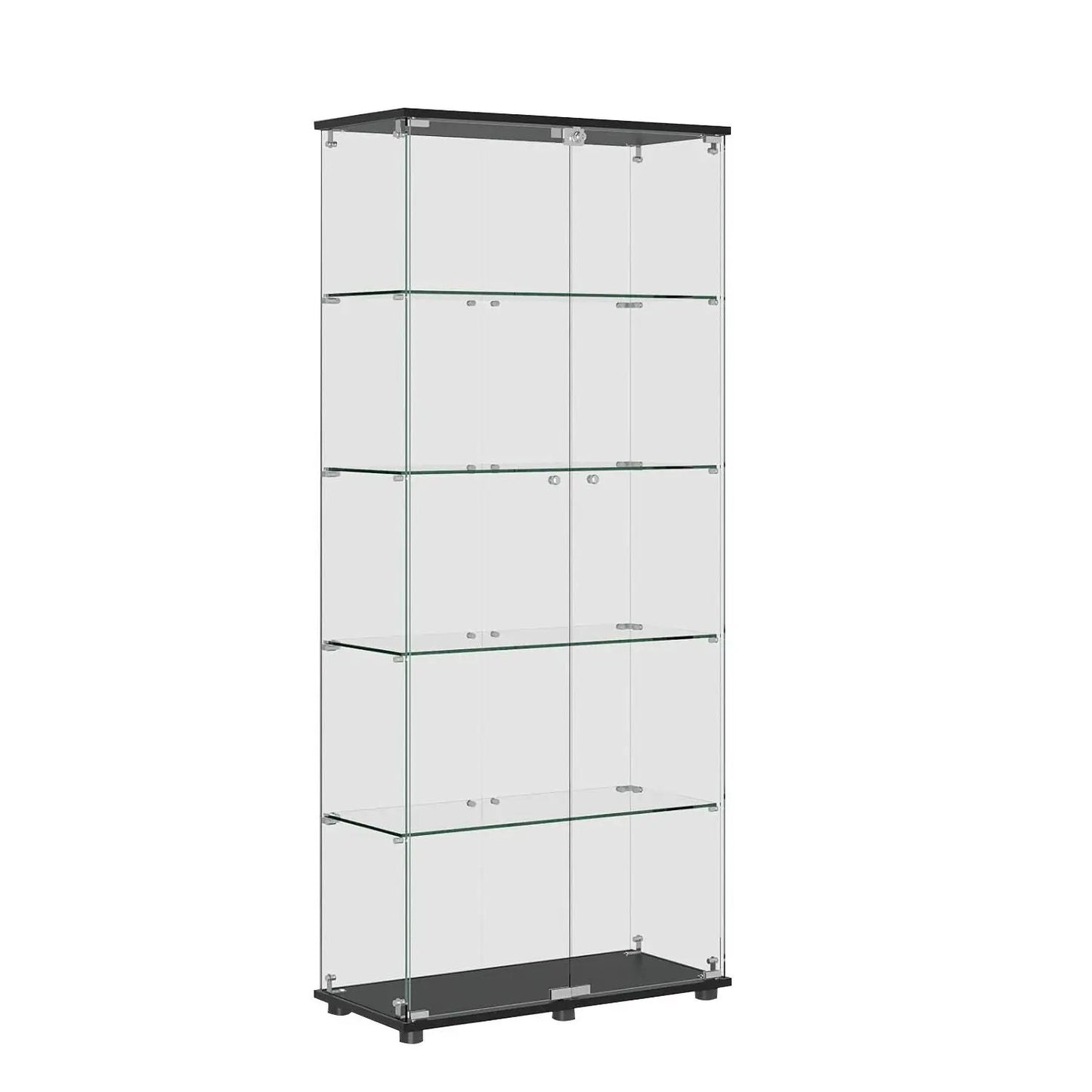 Display cabinet with glass double doors and shelves, dark base, lock, Unique Piece Furniture on Tampa Home & Garden Store