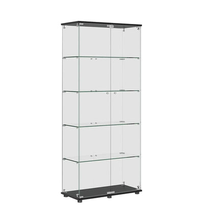 Display cabinet with glass double doors and shelves, dark base, lock, Unique Piece Furniture on Tampa Home & Garden Store