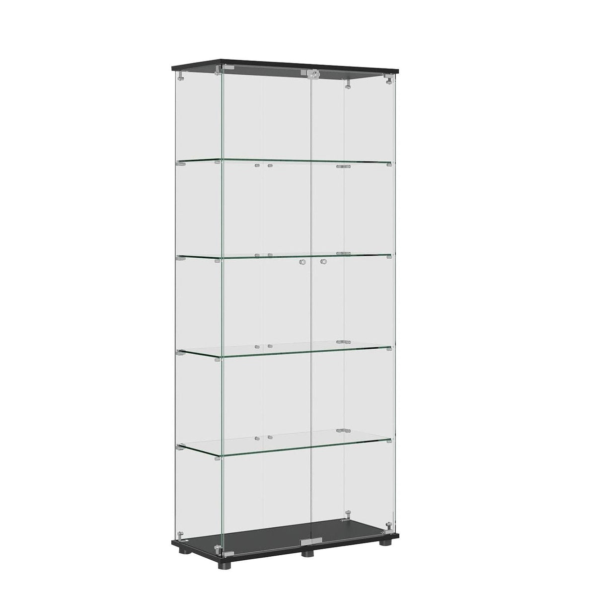 Display Cabinet with Double Doors and Lock - Black, tall glass cabinet by HouseOfZazla on Tampa Home & Garden Store