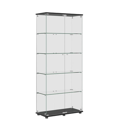 Display Cabinet with Double Doors and Lock - Black, tall glass cabinet by HouseOfZazla on Tampa Home & Garden Store