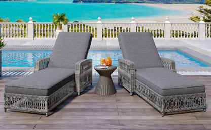 Go 2-Piece Long Reclining Chaise Set outdoor sunloungers HouseOfZazla grey wicker with cushions on Tampa Home & Garden Store