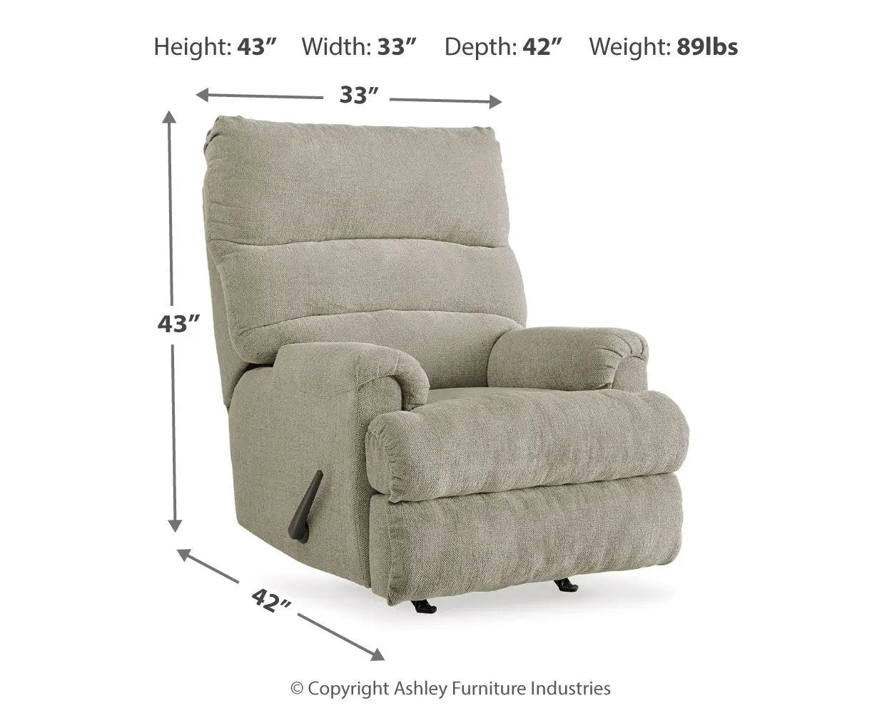 Man Fort Rocker Recliner neutral fabric, plush cushions, Unique Piece Furniture on Tampa Home & Garden Store