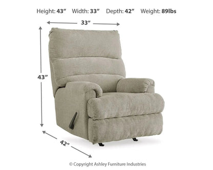 Man Fort Rocker Recliner neutral fabric, plush cushions, Unique Piece Furniture on Tampa Home & Garden Store
