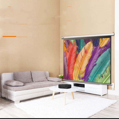 Home Office Android Smart HD Micro Joy Projector by My Store, compact black projector on white table projecting colorful feathers in living room on Tampa Home & Garden Store