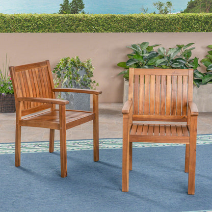 the Acacia Outdoor Dining Chairs and Slat Panels