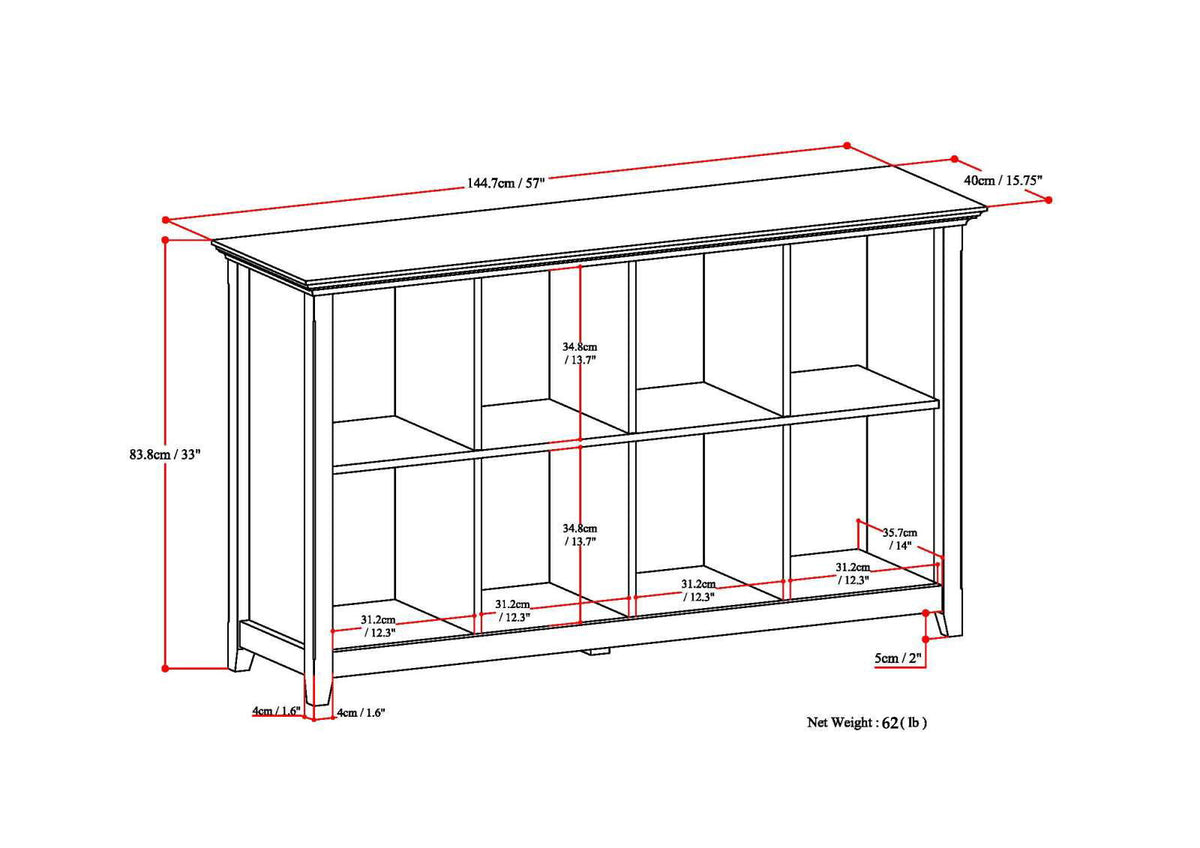 Amherst Cube Storage Bookcase and Large Cubbies by HouseOfZazla 8 roomy compartments on Tampa Home & Garden Store